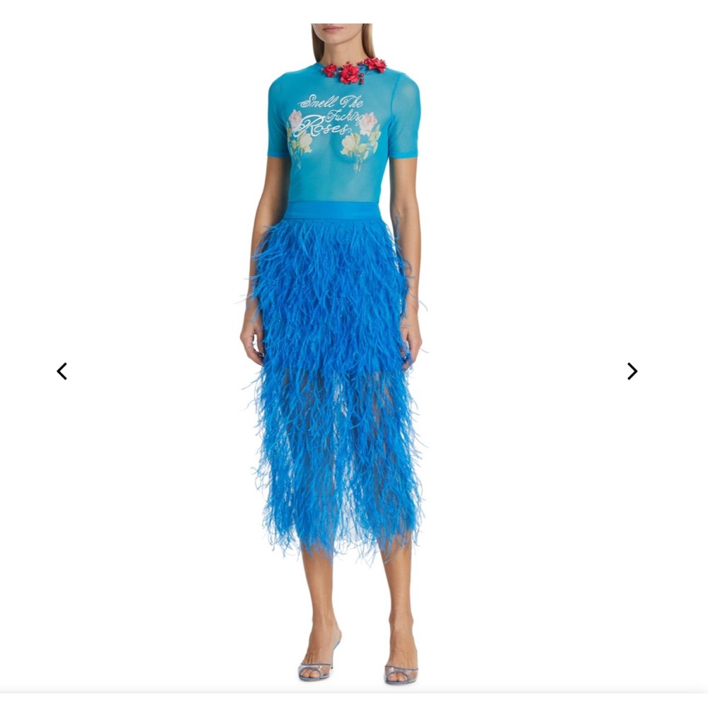 ALLIETTE Feather Midi Skirt